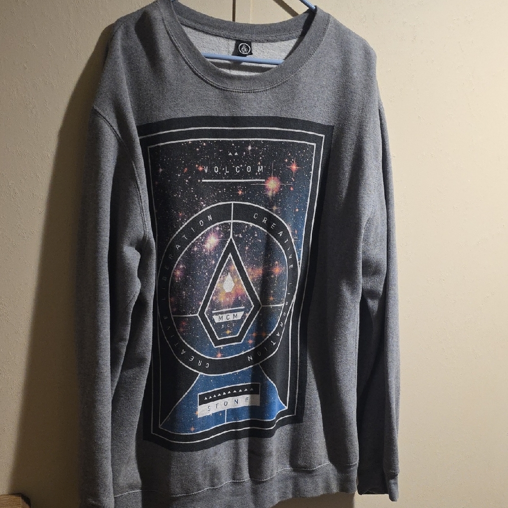 Volcom Cosmic Graphic Crewneck Sweater - Gray XL